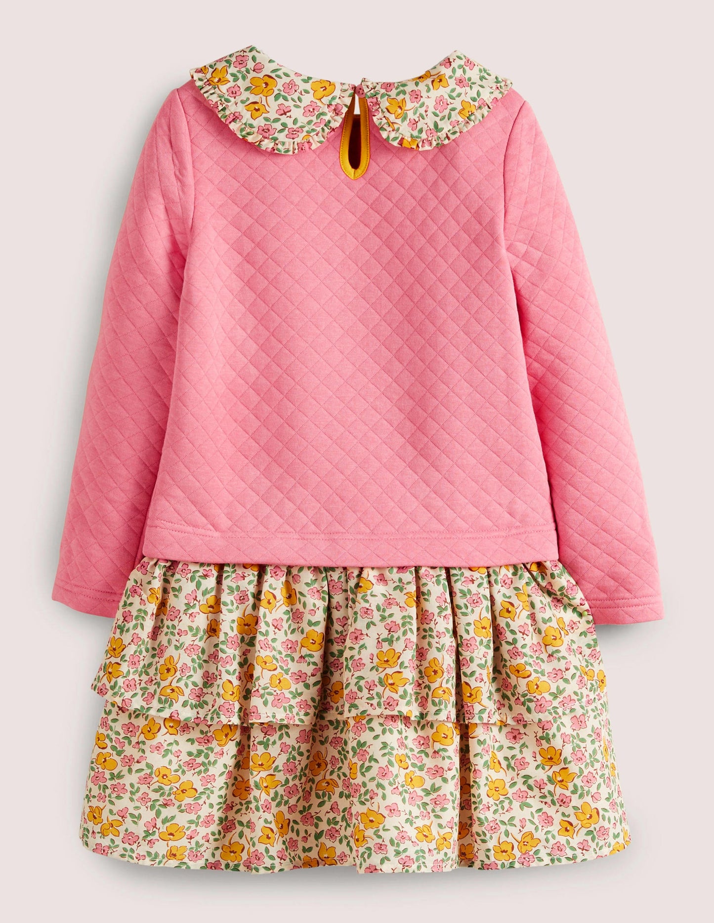 Collared Sweatshirt Dress-Pink Vanilla Vintage Floral