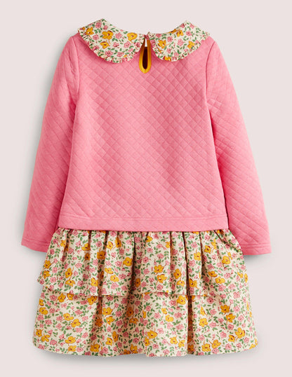 Collared Sweatshirt Dress-Pink Vanilla Vintage Floral-2