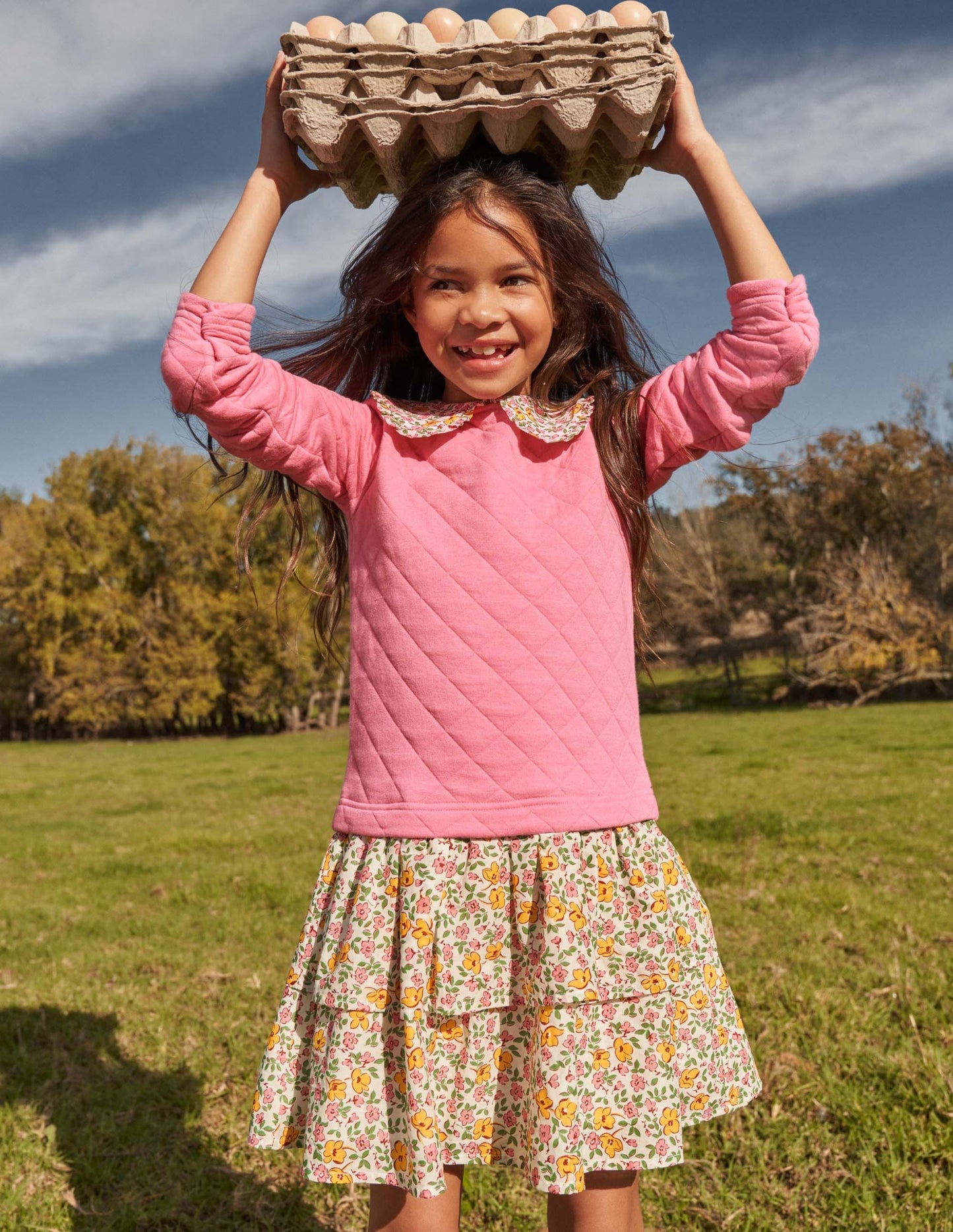 Collared Sweatshirt Dress-Pink Vanilla Vintage Floral