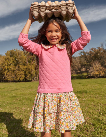 Collared Sweatshirt Dress-Pink Vanilla Vintage Floral-4