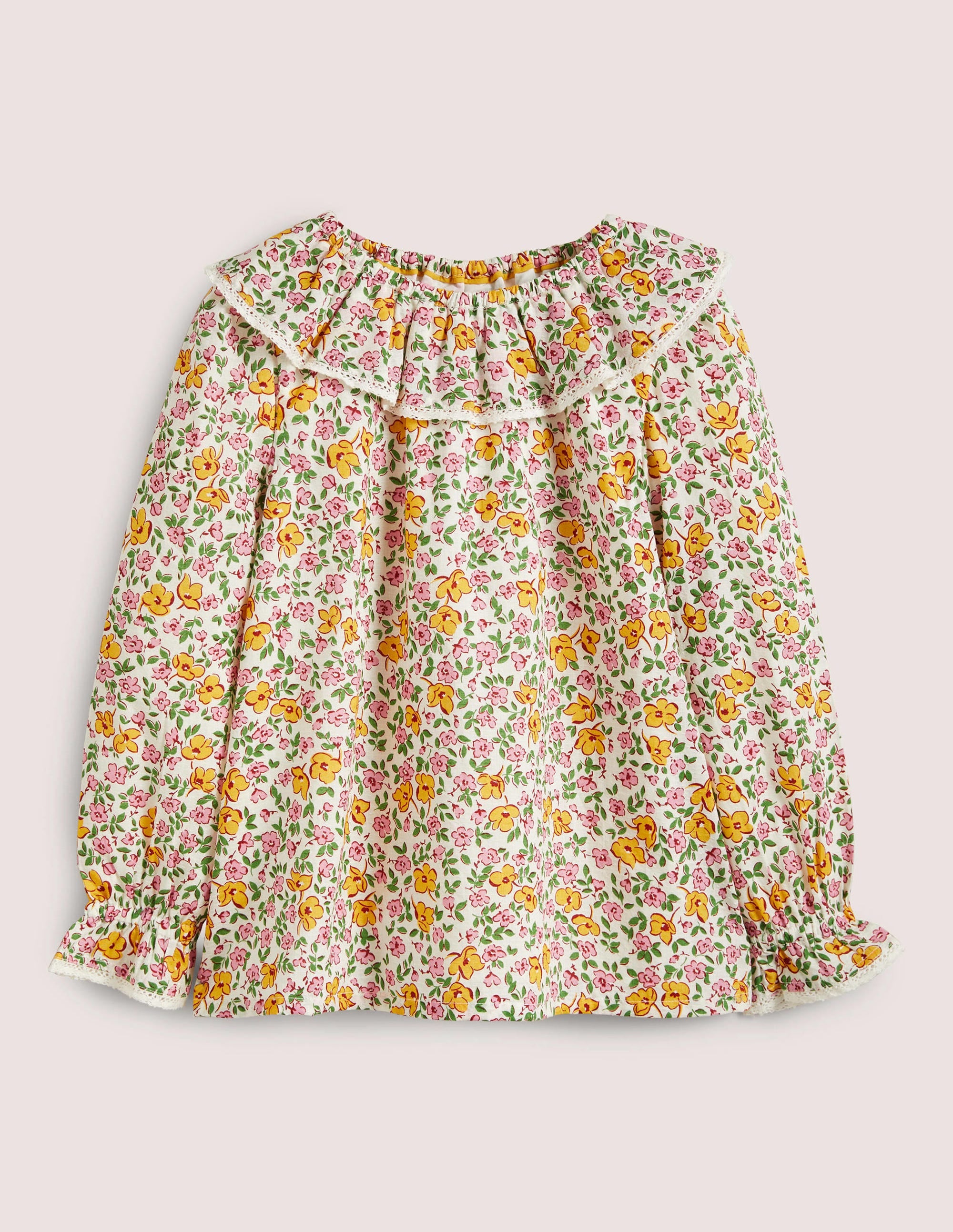 Woven Scallop Collar Top-Vanilla Pod Vintage Floral - Image 1