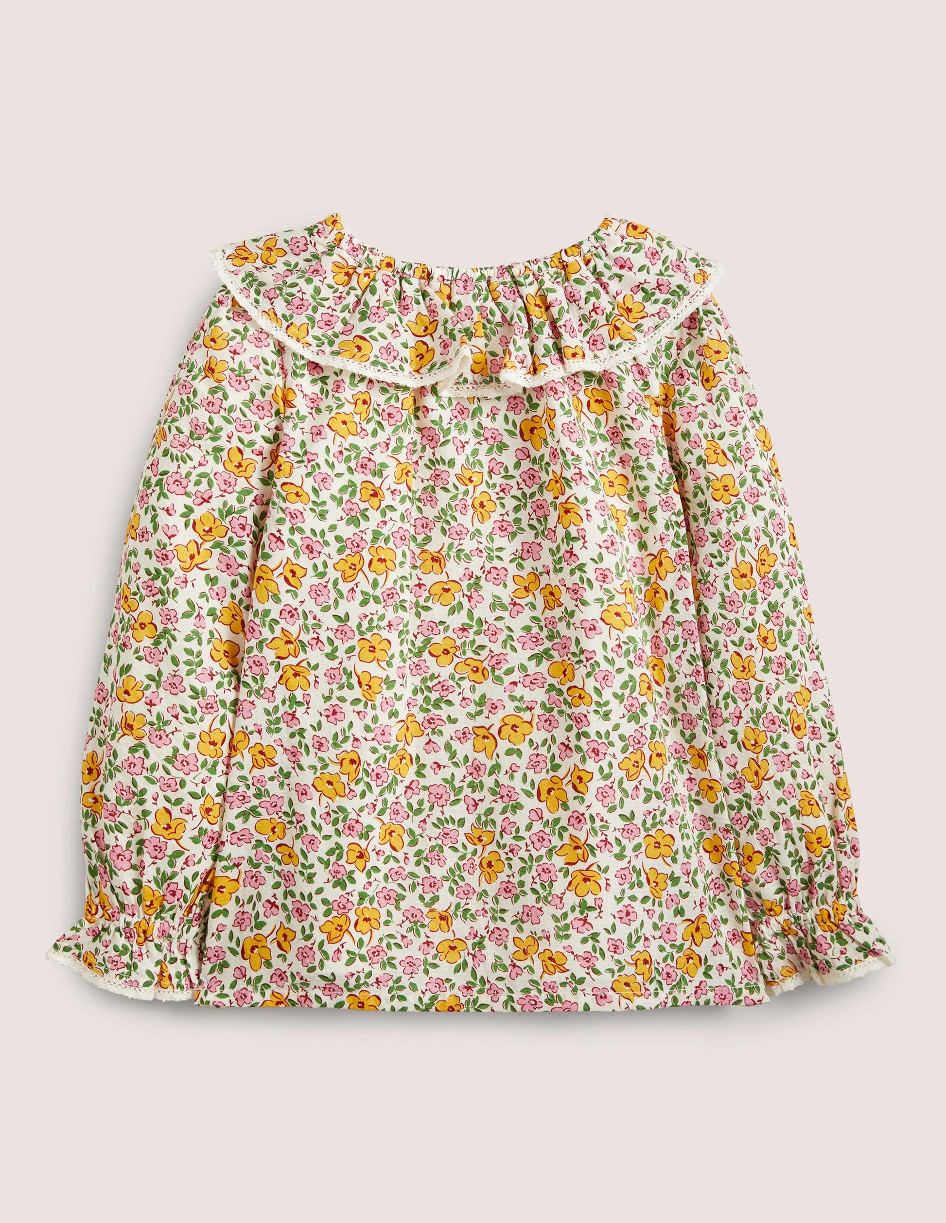 Woven Scallop Collar Top-Vanilla Pod Vintage Floral-2
