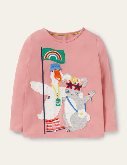 Animal Appliqué T-shirt-Formica Pink Animals