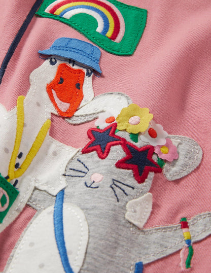 Animal Appliqué T-shirt-Formica Pink Animals-3