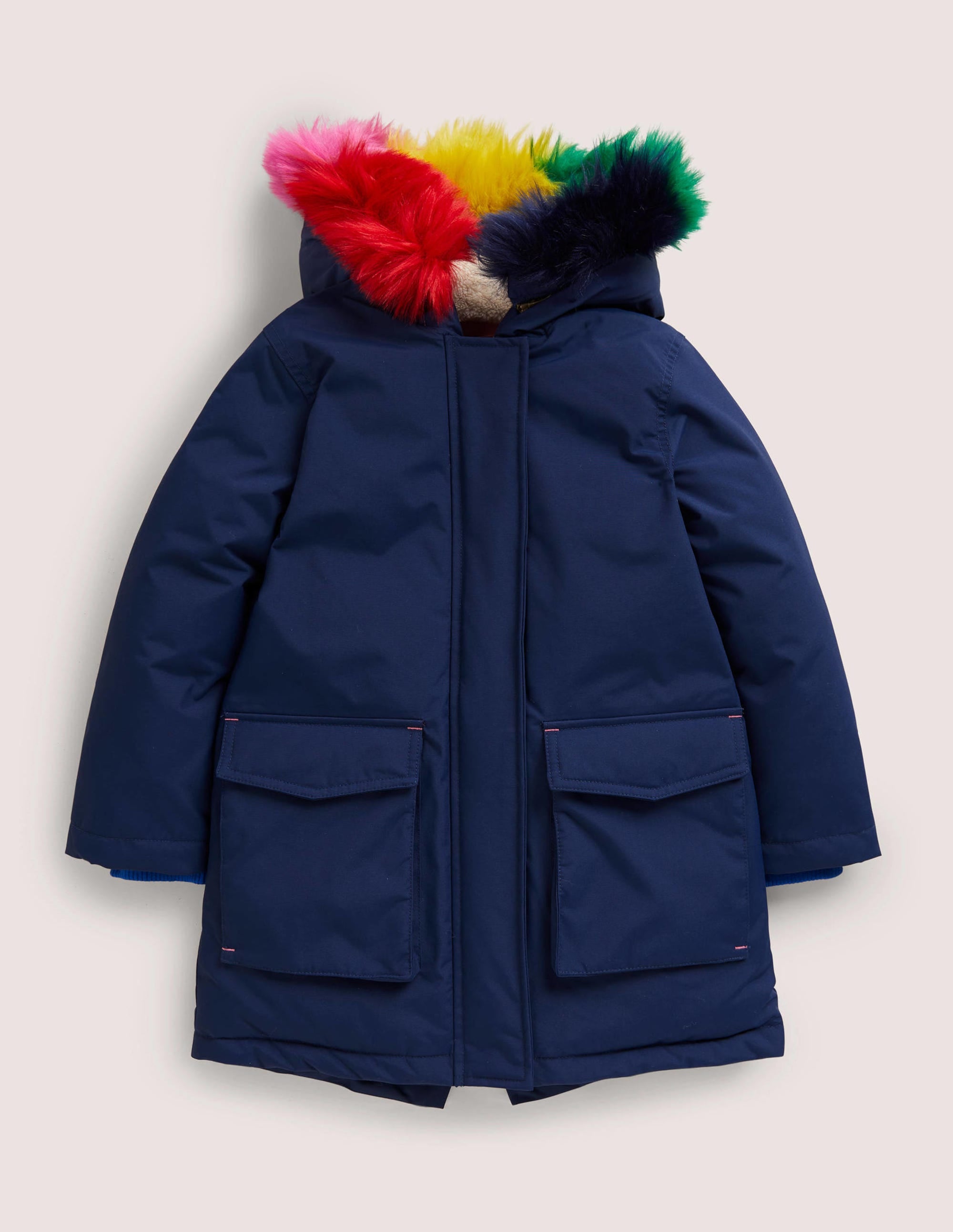 Navy Rainbow Hooded Waterproof Parka-College Navy - Image 1