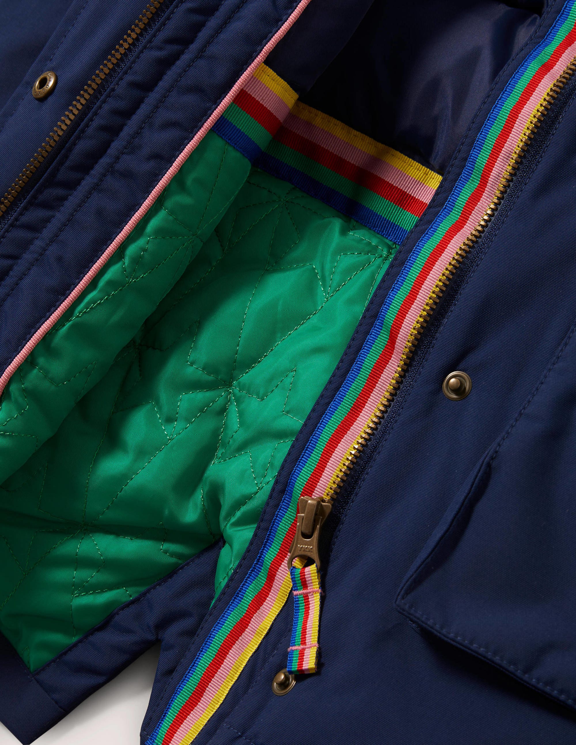 Navy Rainbow Hooded Waterproof Parka-College Navy - Image 3