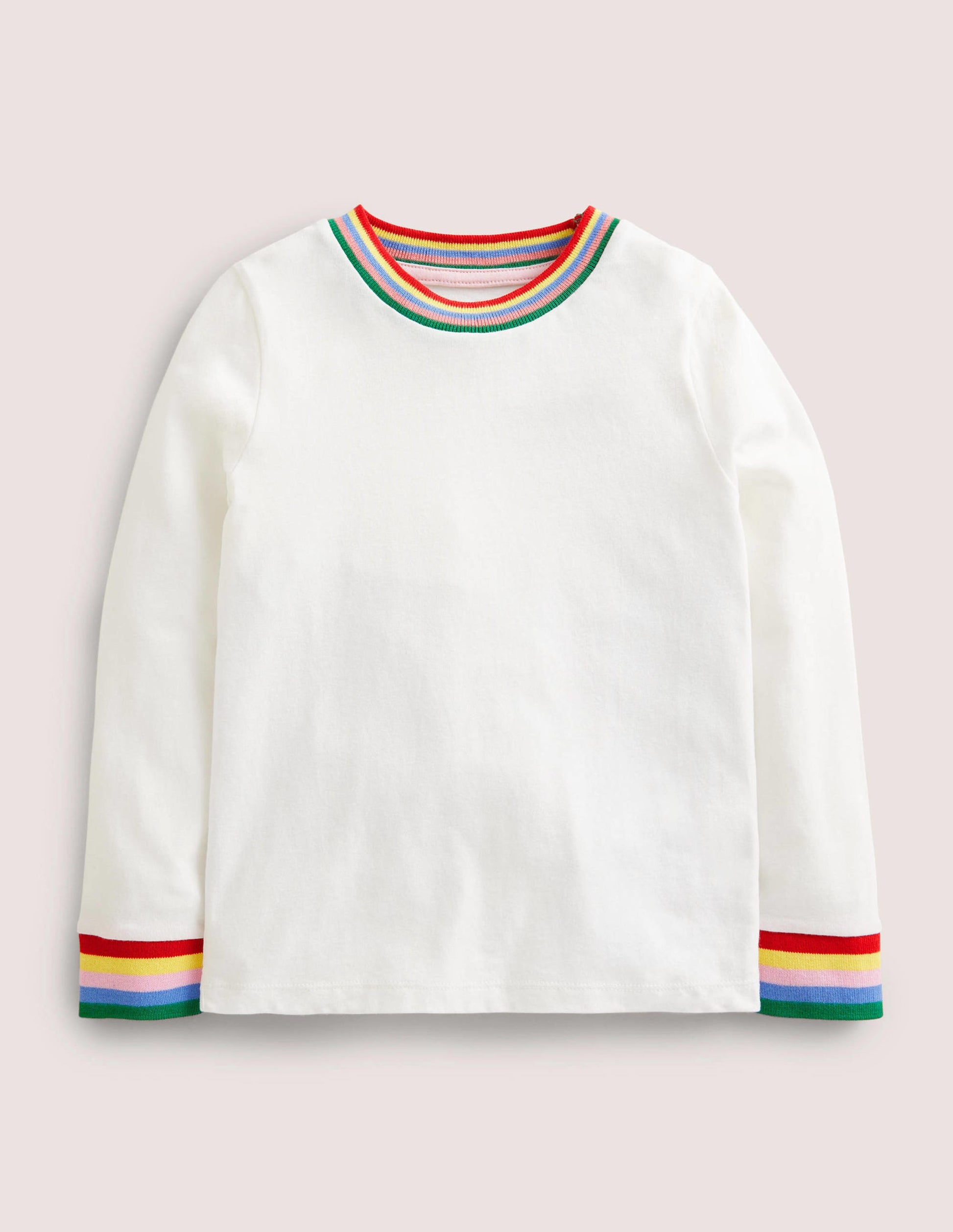 Rainbow Rib Slub T-Shirt-Ivory-1