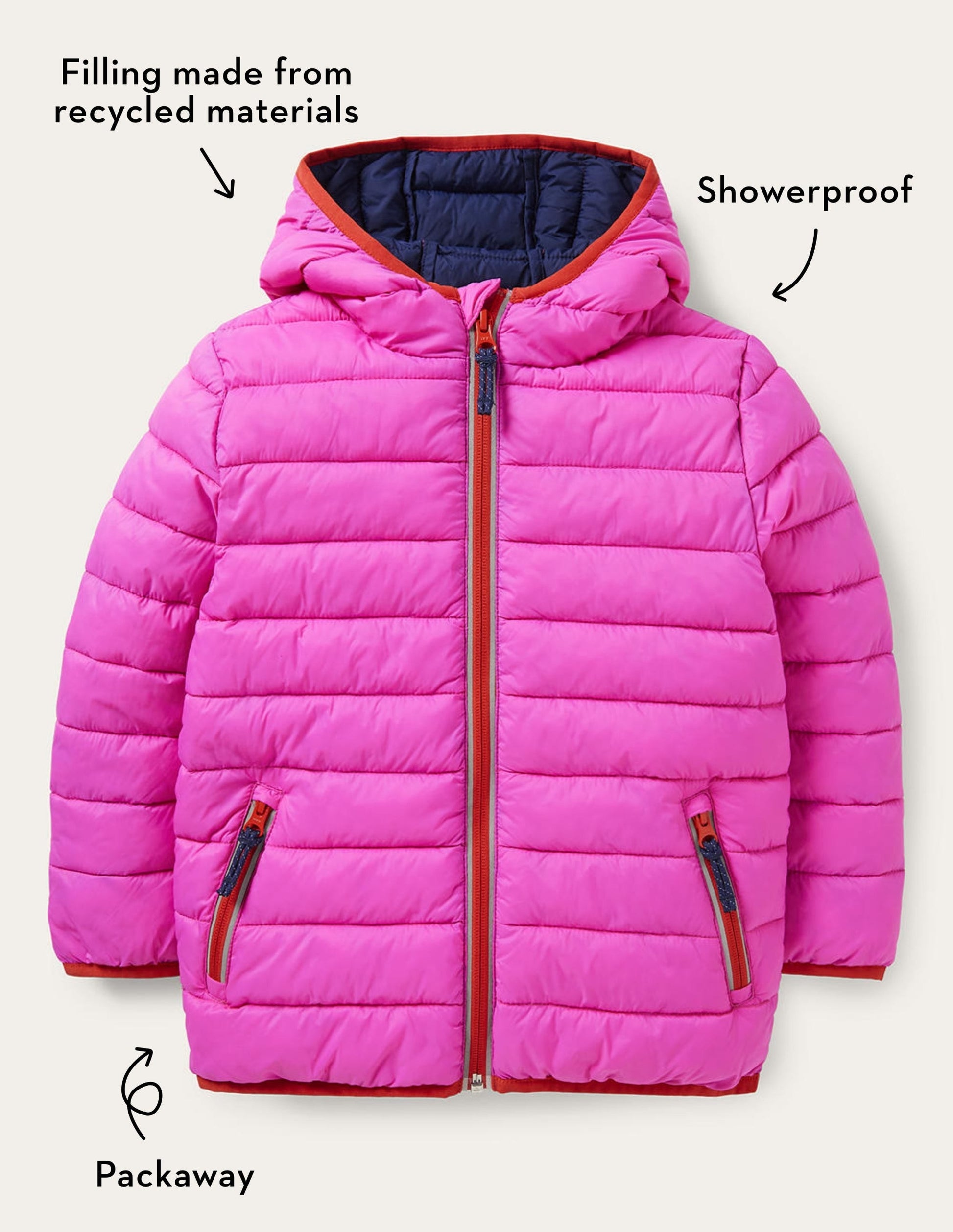 Cosy Pack-away Padded Jacket-Shocking Pink-4