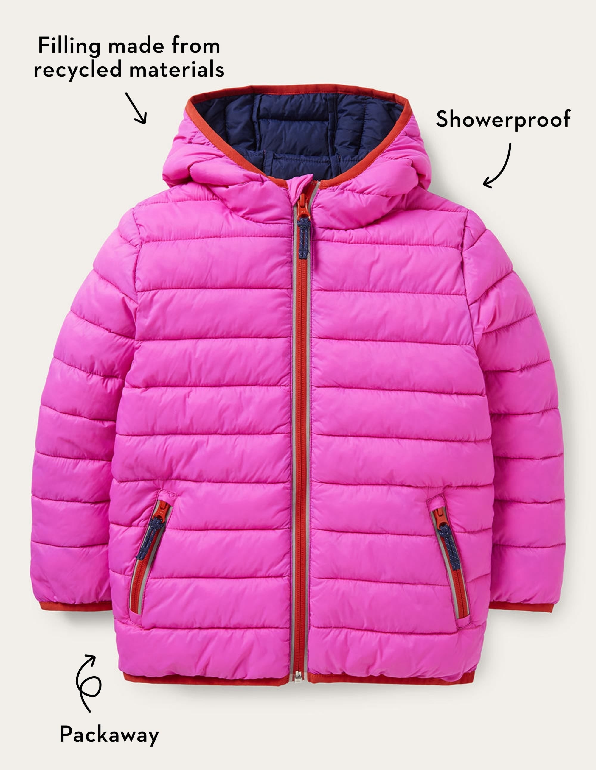 Cosy Pack-away Padded Jacket-Shocking Pink - Image 4