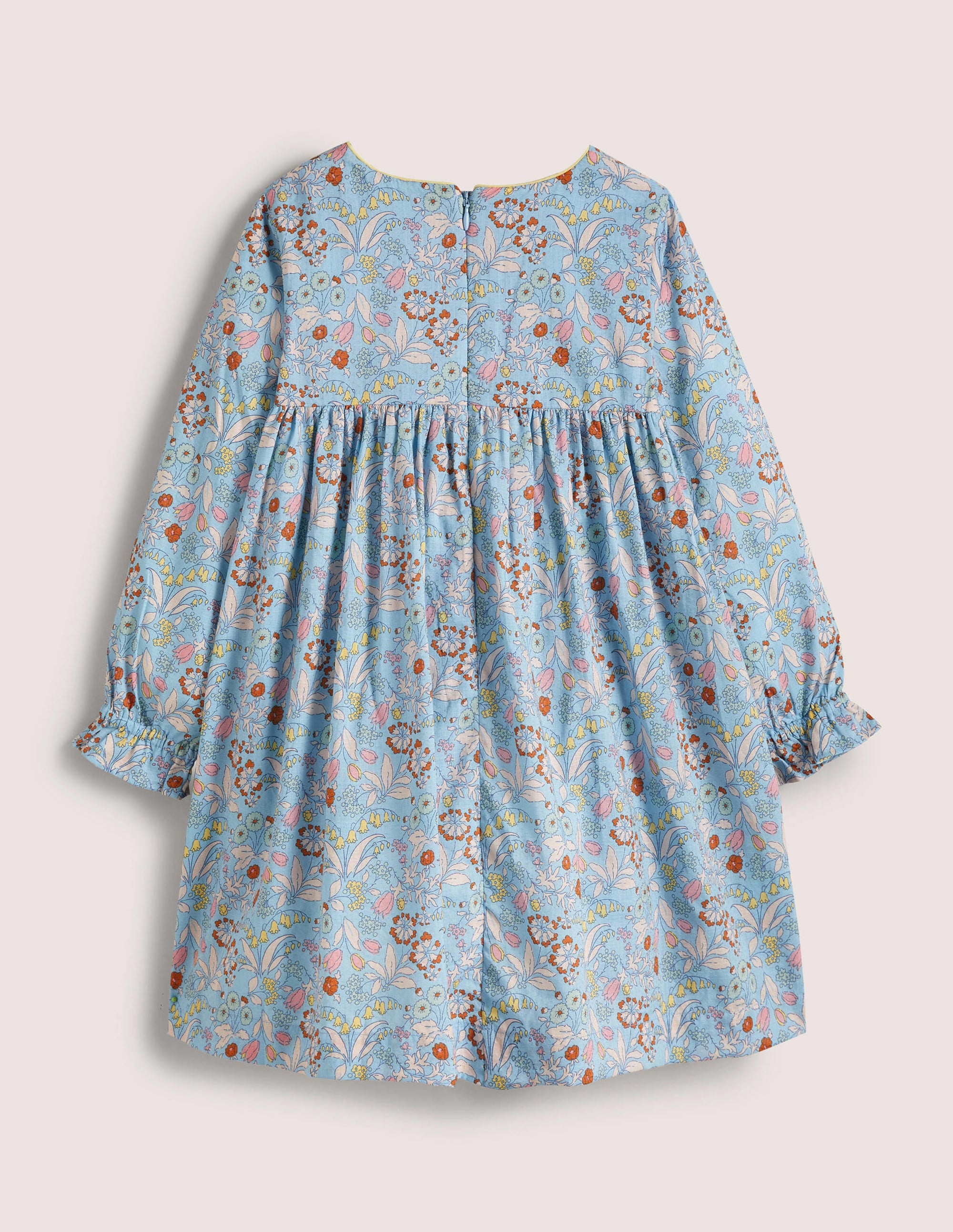 Long-sleeved Smock Dress-Dusty Blue - Image 2