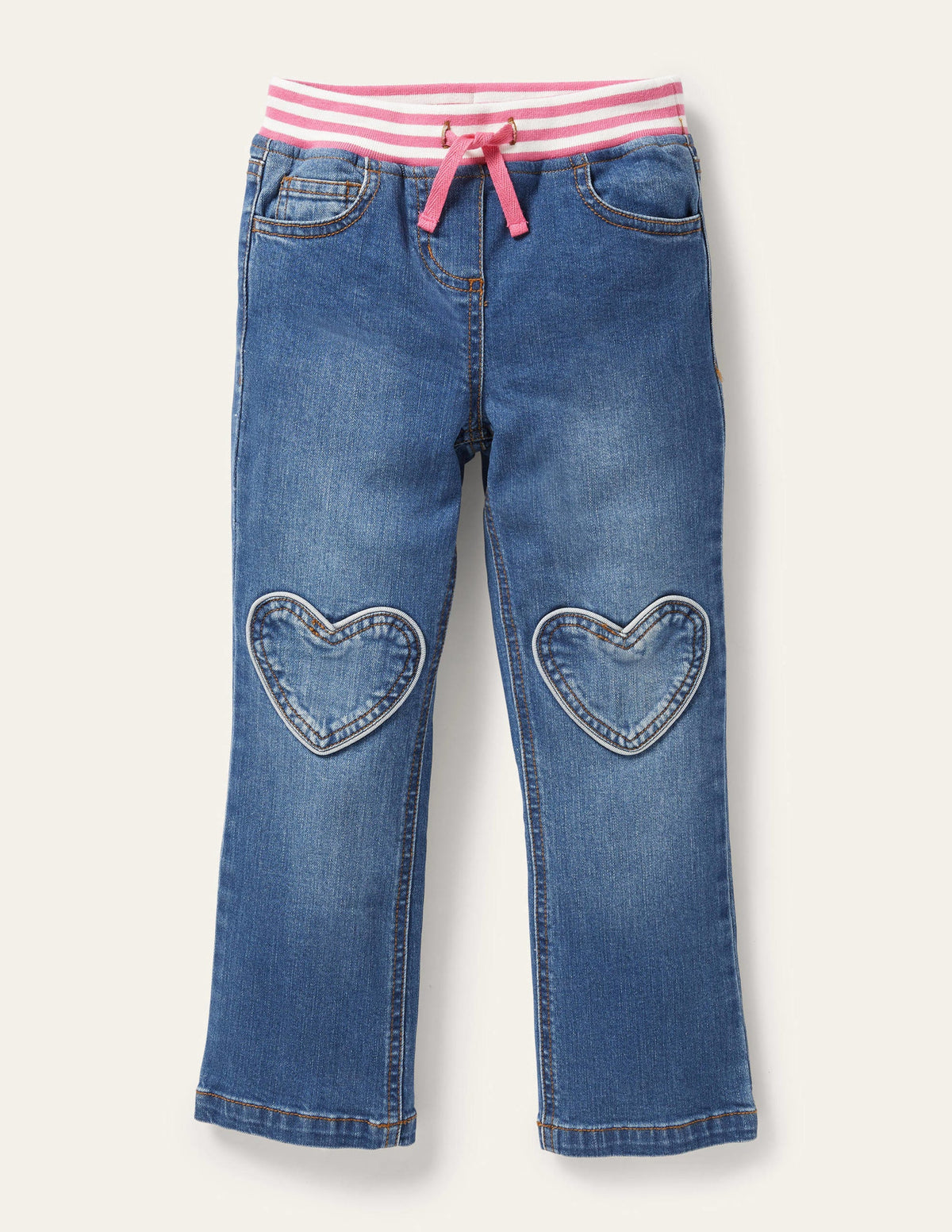 Heart Patch Jeans-Mid Vintage Denim - Image 1