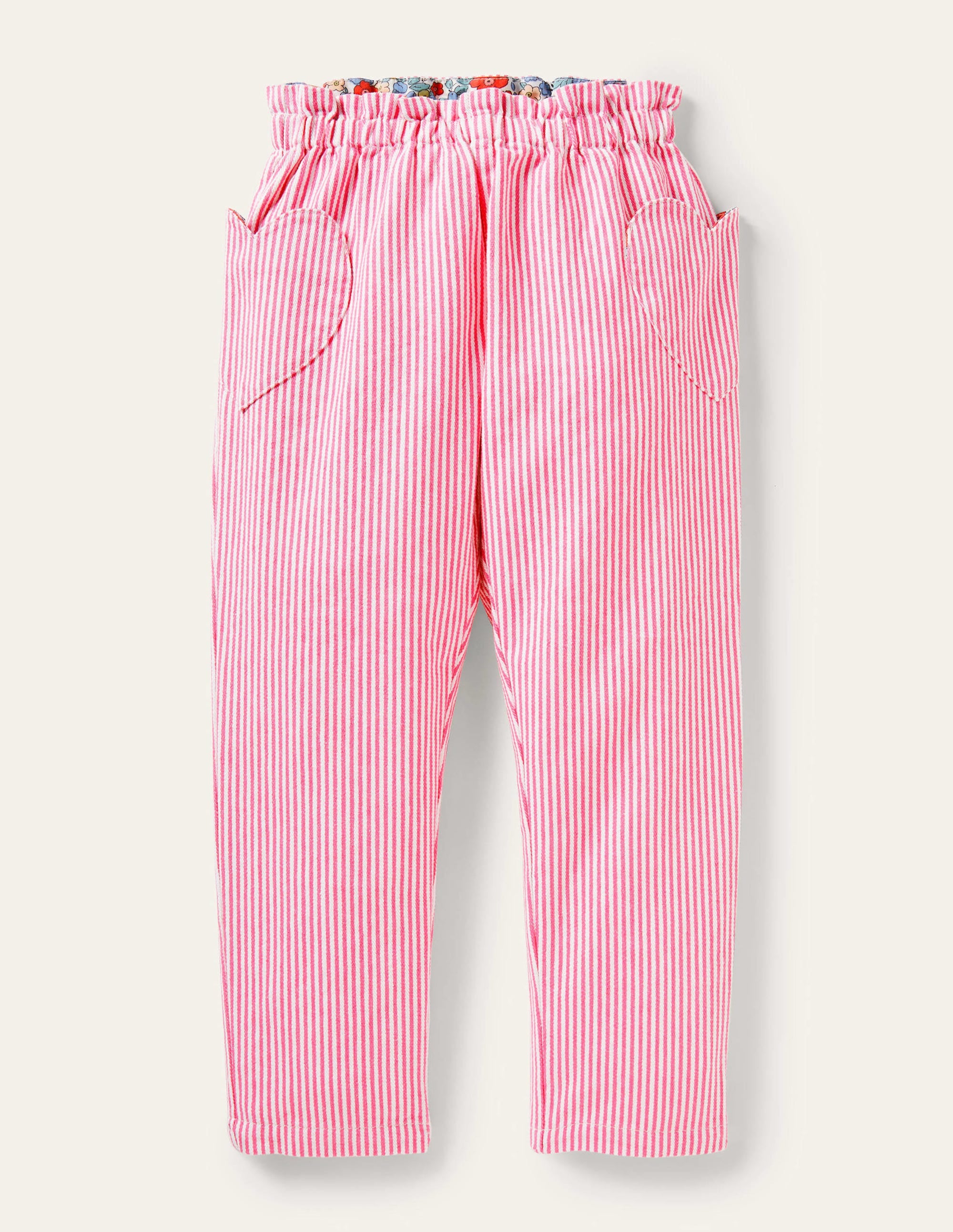 Pull-on Trousers-Festival Pink Ticking Stripe - Image 1