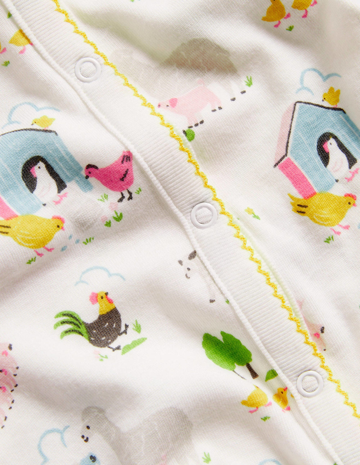 GOTS Organic 2 Pack Sleepsuit-Ivory Farmyard Friends-3