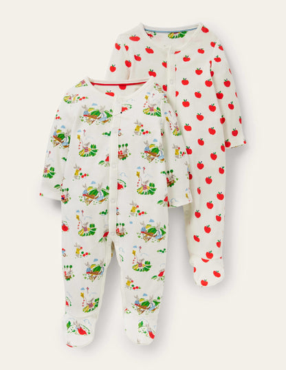 GOTS Organic 2 Pack Sleepsuit-Ivory Daydreaming Bunny-2