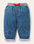 Rib Waist Trousers-Mid Chambray