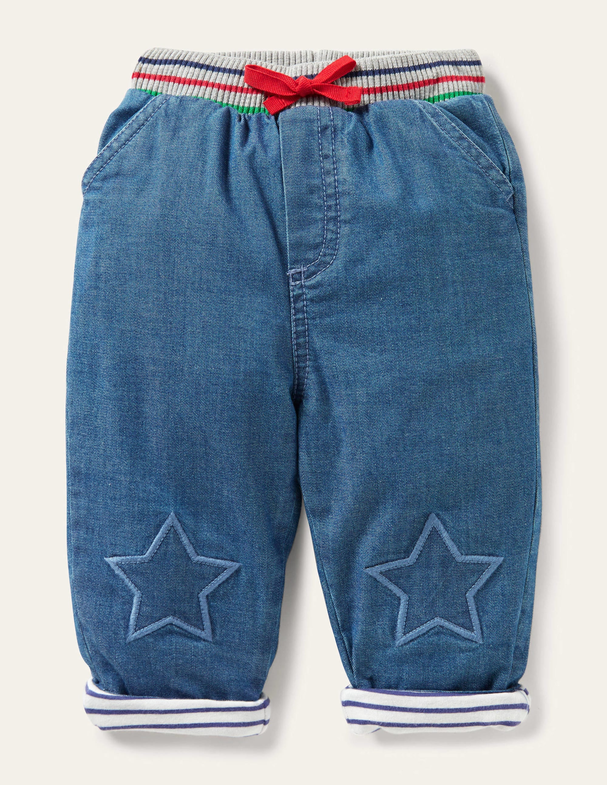 Rib Waist Trousers-Mid Chambray - Image 1