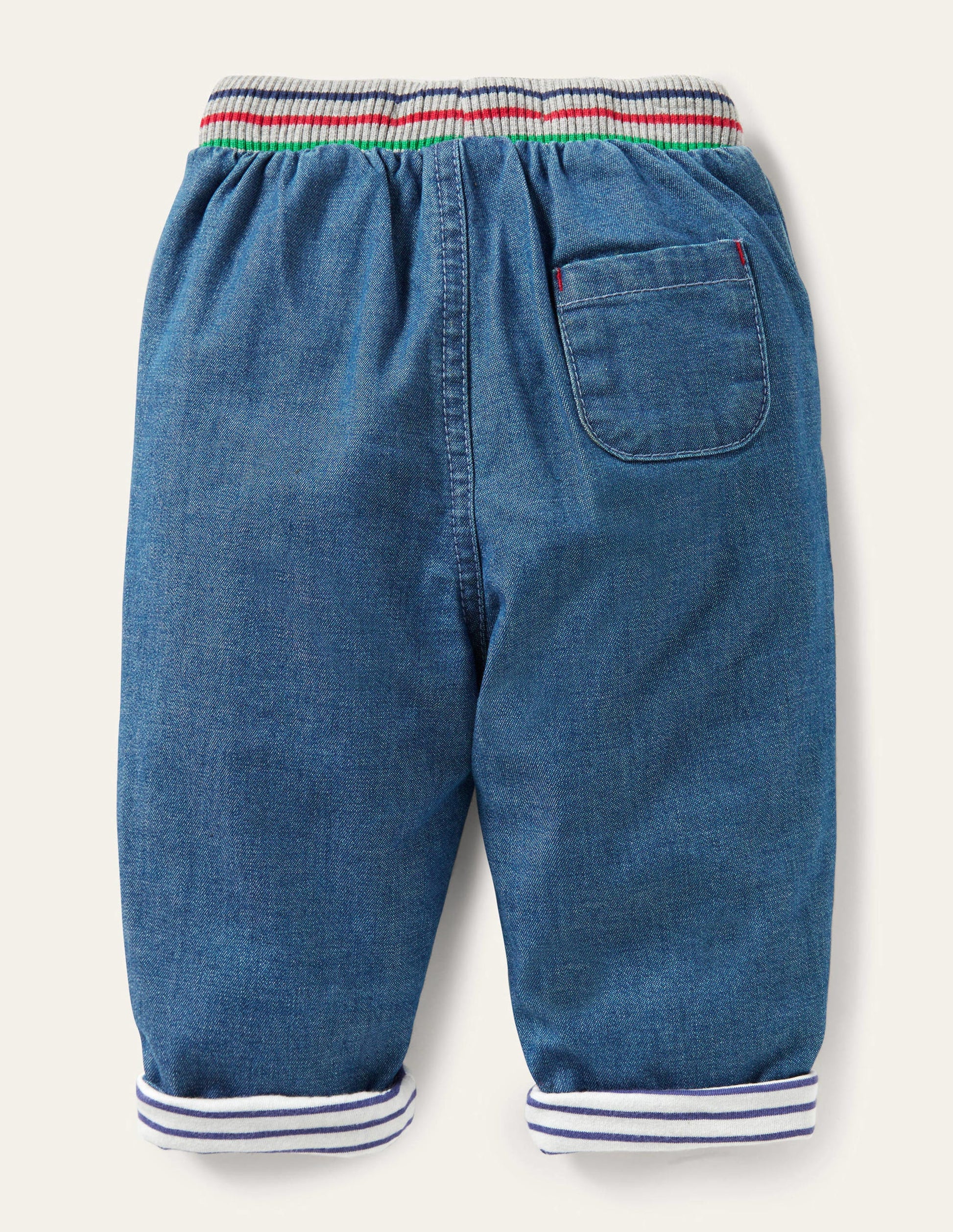 Rib Waist Trousers-Mid Chambray-2