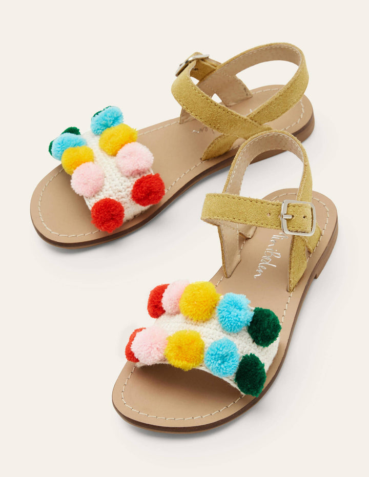Crochet Sandals-Multi Pom Poms