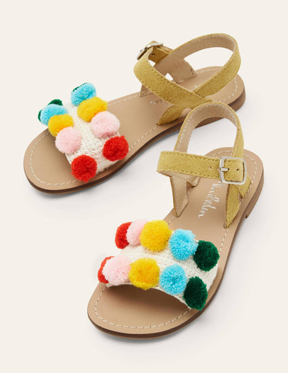 Crochet Sandals-Multi Pom Poms-1