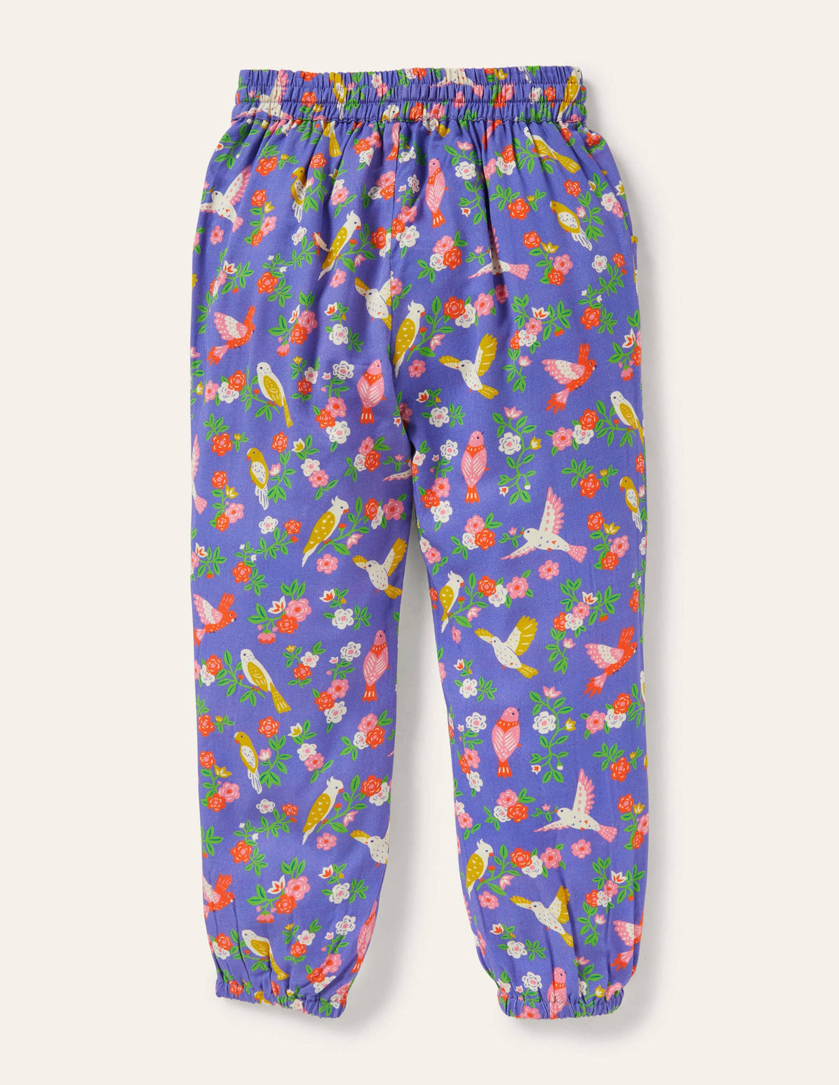Relaxed Woven Printed Trousers-Bluebell Tropical Garden - Image 2