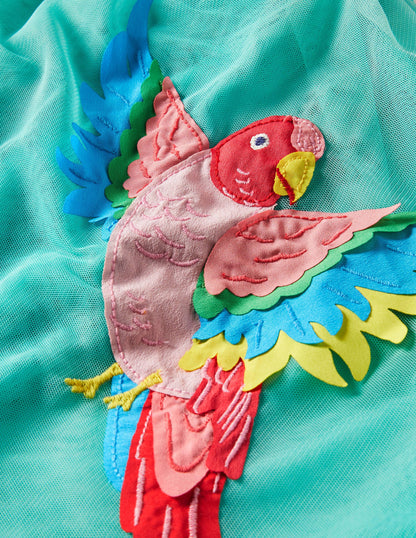 Tulle Dress-Turquoise Parrots-3
