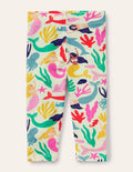 Fun Cropped Leggings-Ivory Mermaid Collage