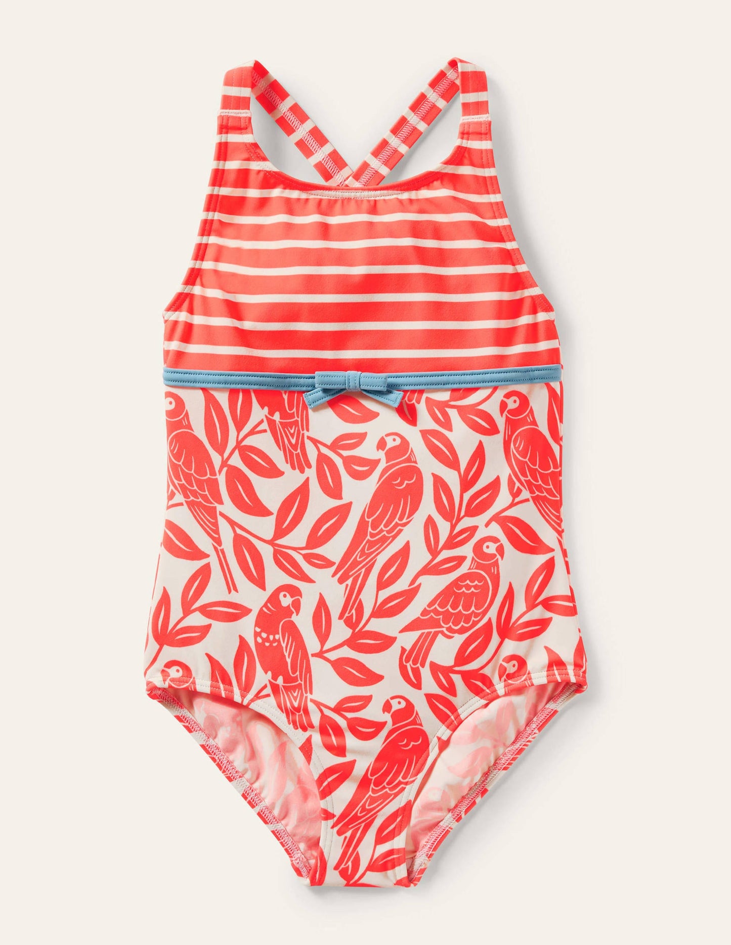 Hotchpotch Cross-back Swimsuit-Watermelon Red Parrot