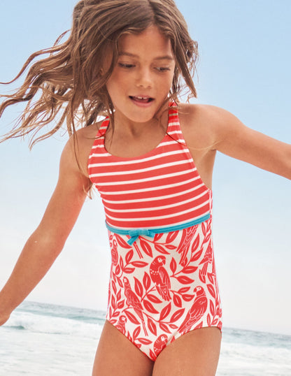 Hotchpotch Cross-back Swimsuit-Watermelon Red Parrot