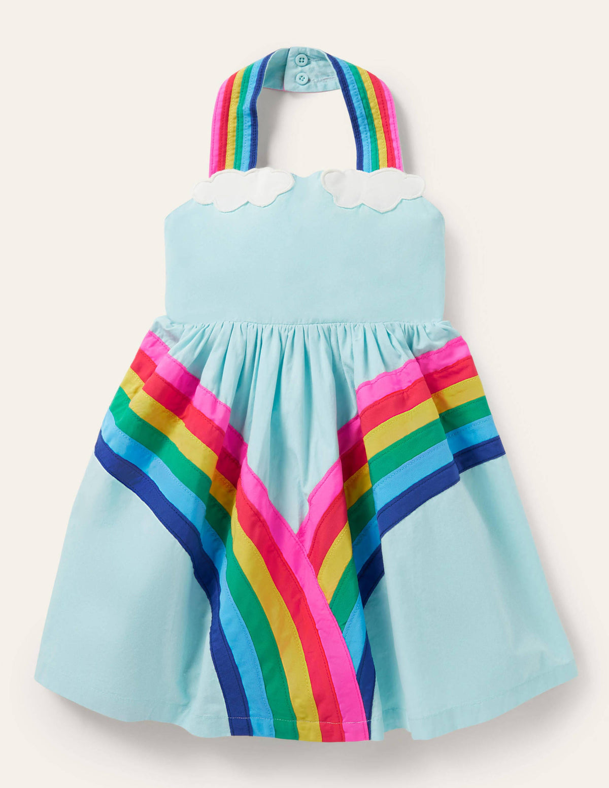 Rainbow Halter Neck Dress-Georgian Blue Rainbow-1