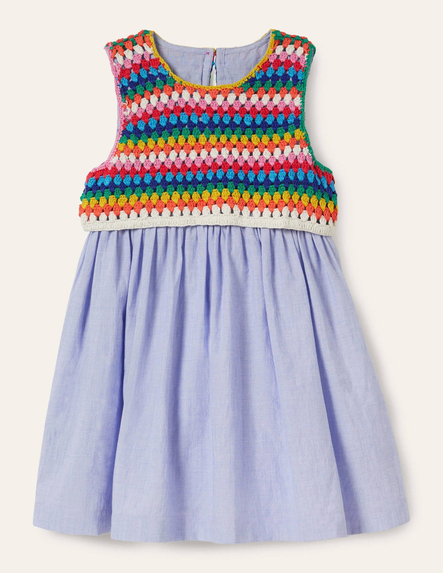 Crochet Detail Dress-Chambray