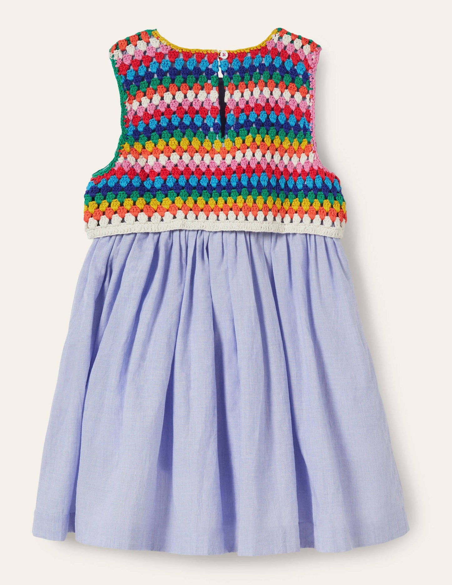 Crochet Detail Dress-Chambray