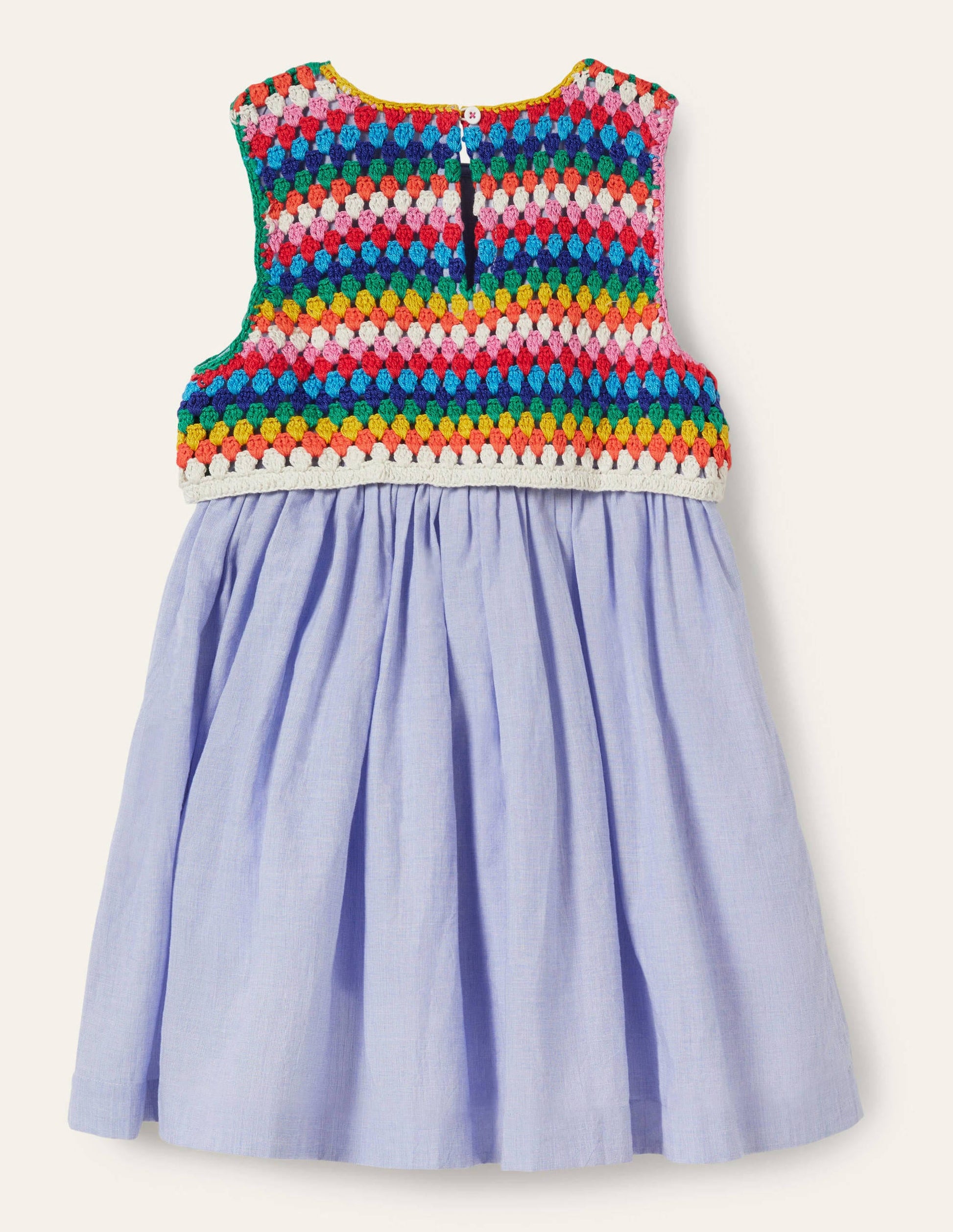 Crochet Detail Dress-Chambray-2