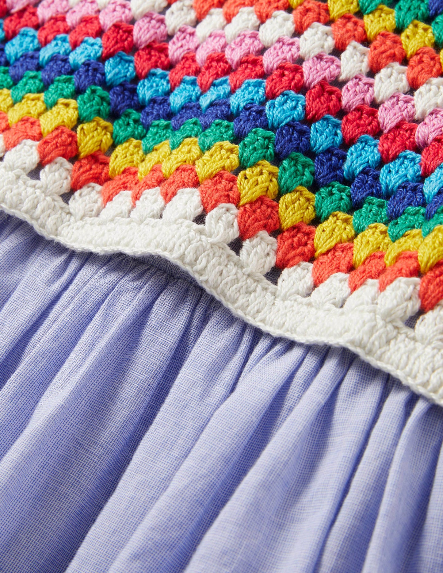 Crochet Detail Dress-Chambray