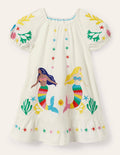 Ivory Mermaid Embroidered Dress-Ivory Mermaids