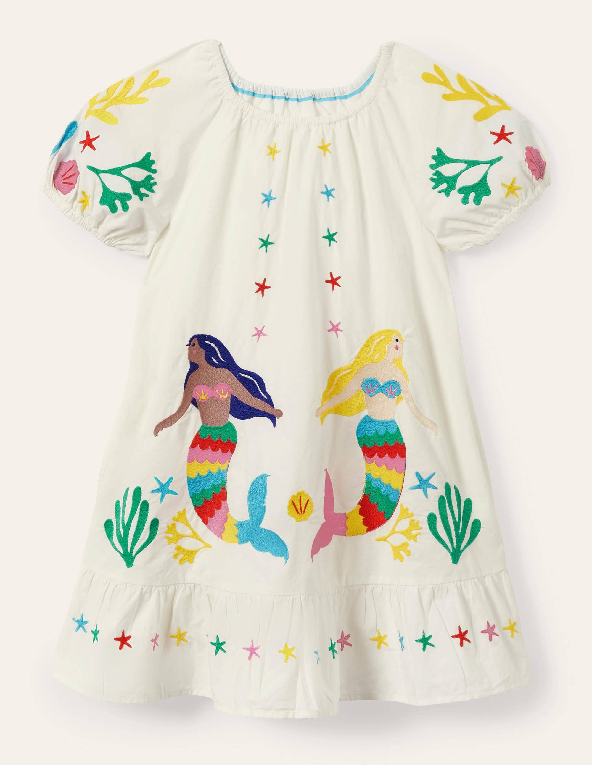 Ivory Mermaid Embroidered Dress-Ivory Mermaids - Image 1