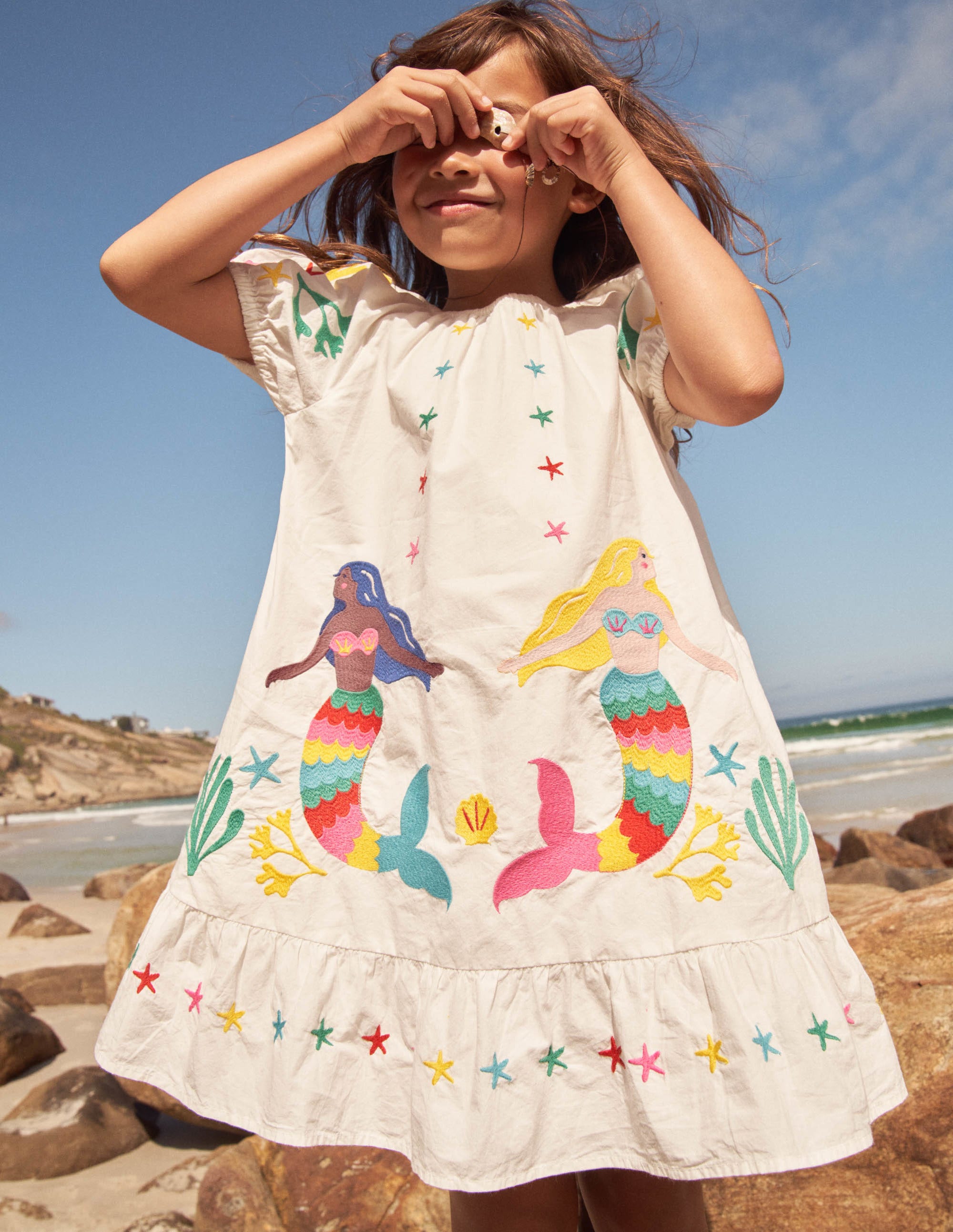 Ivory Mermaid Embroidered Dress-Ivory Mermaids - Image 4