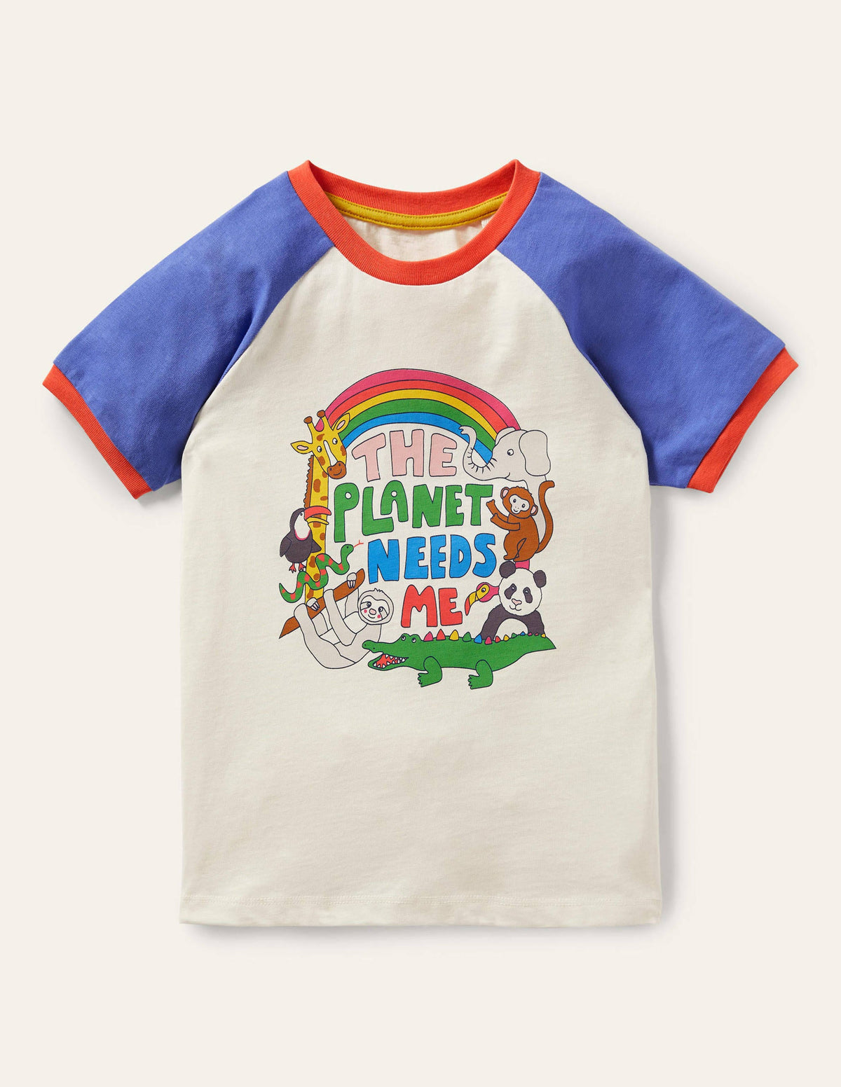 Printed Graphic Raglan T-shirt-Ivory Planet Needs Me - Image 1