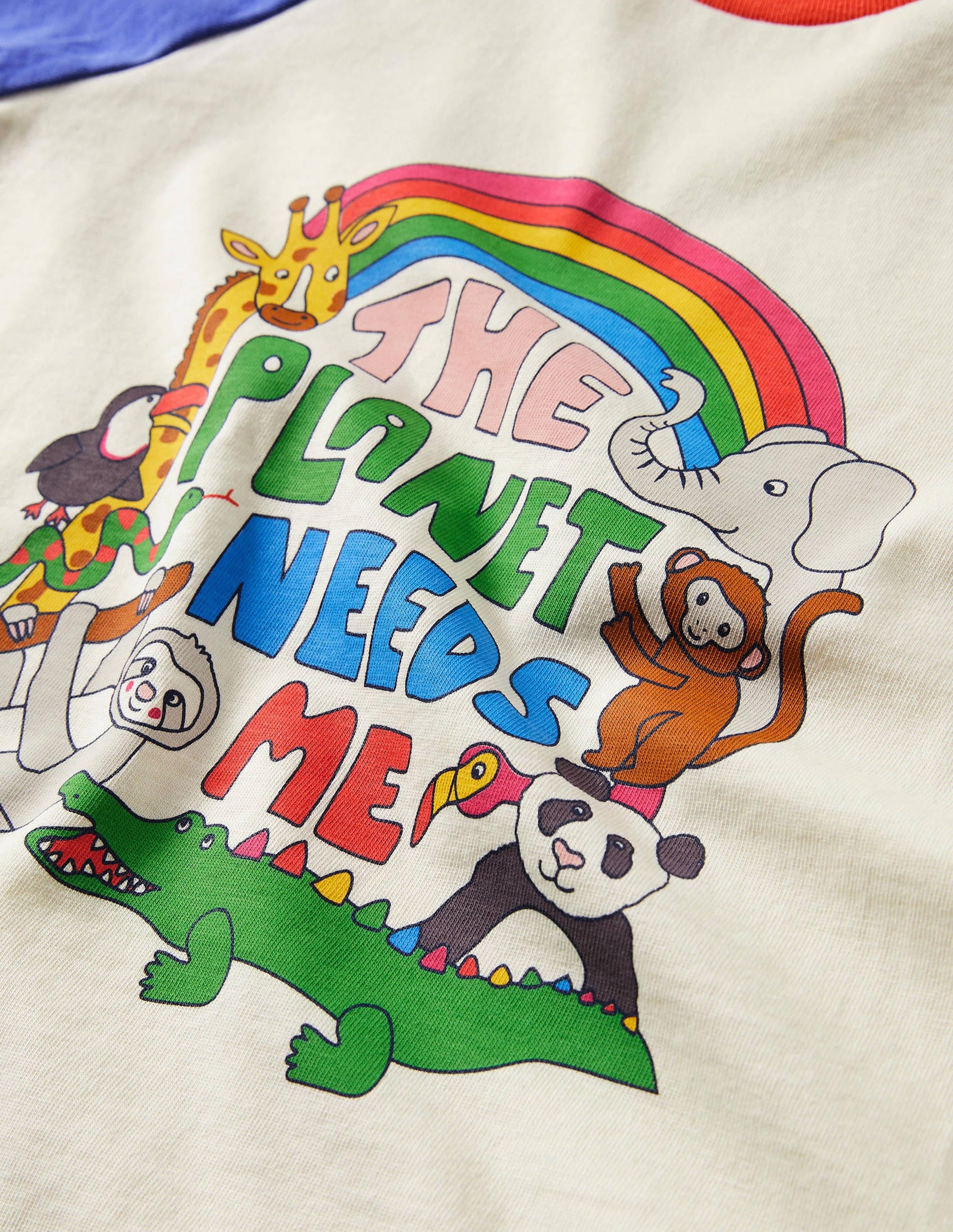 Printed Graphic Raglan T-shirt-Ivory Planet Needs Me-3