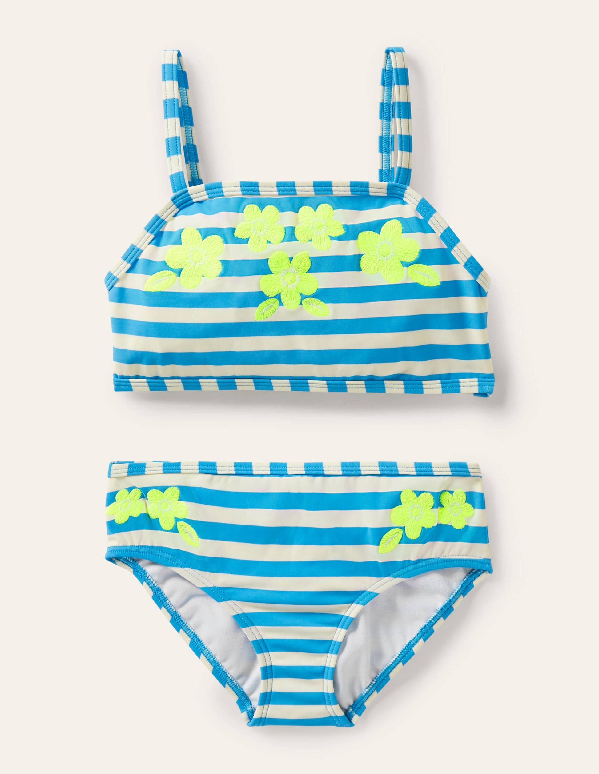 Embroidered Bikini Set-Malibu Blue Stripe-1