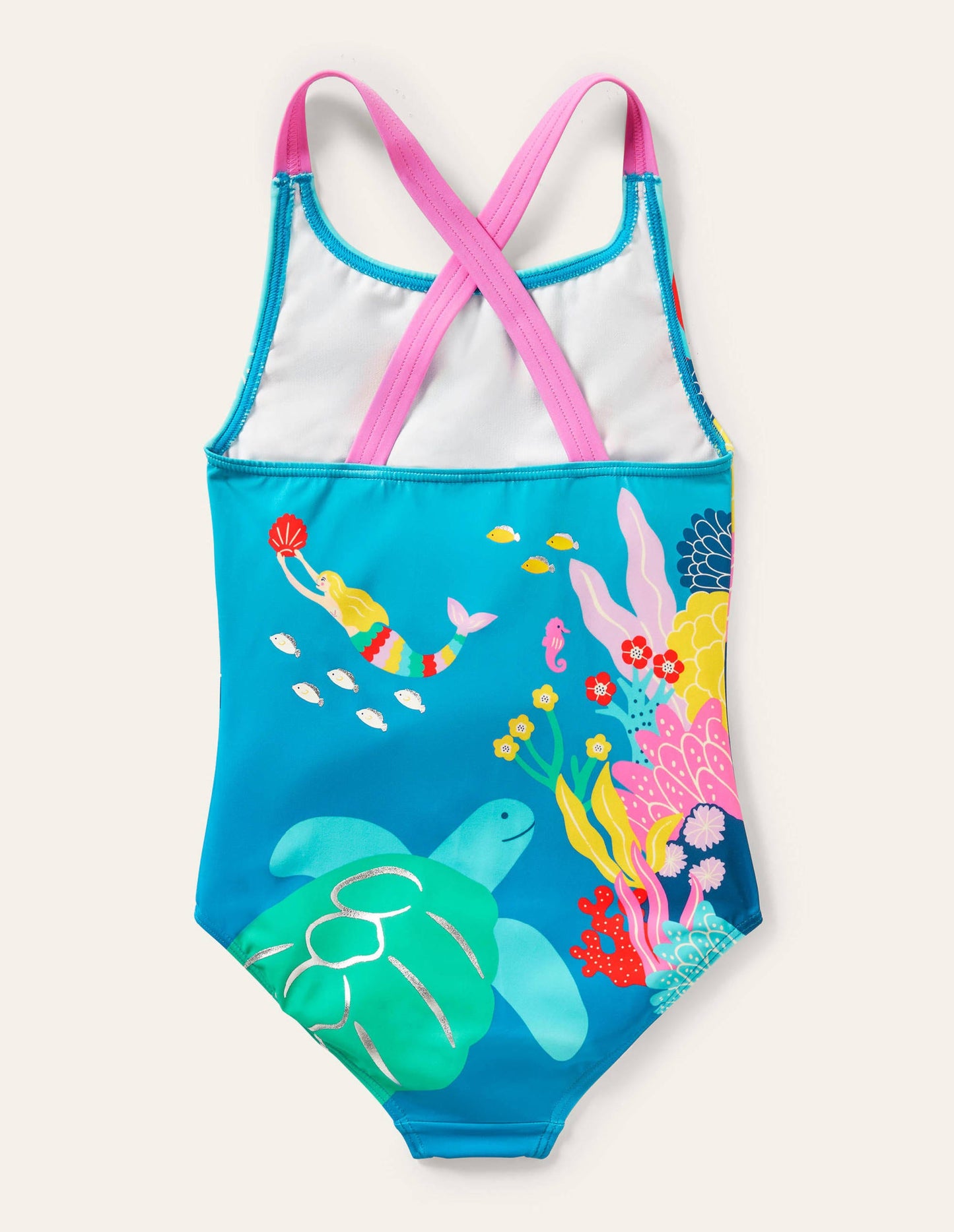 Cross-back Printed Swimsuit-Bright Marina Mermaid