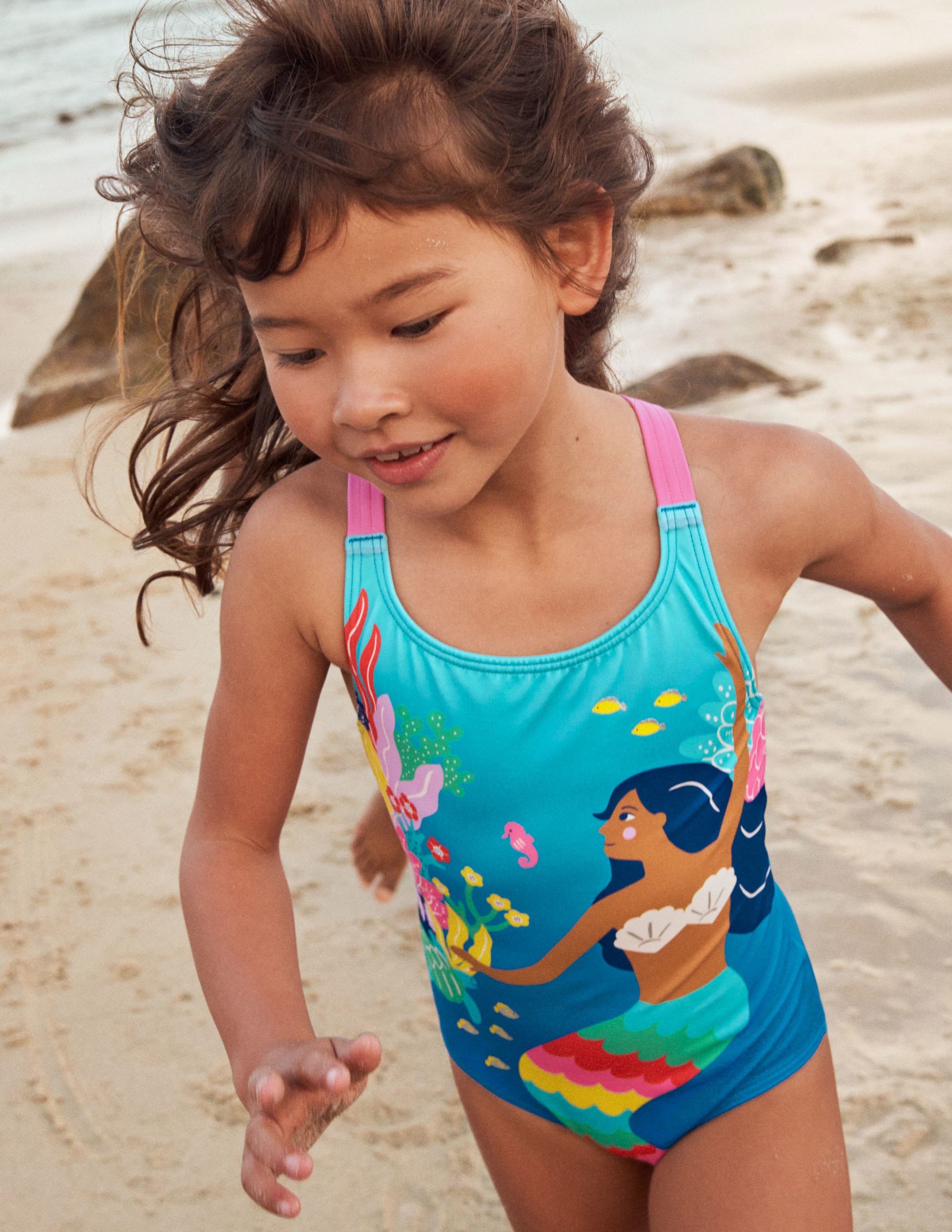 Cross-back Printed Swimsuit-Bright Marina Mermaid - Image 4