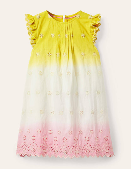 Broderie Dress-Daffodil Yellow/Pink Ombre-1