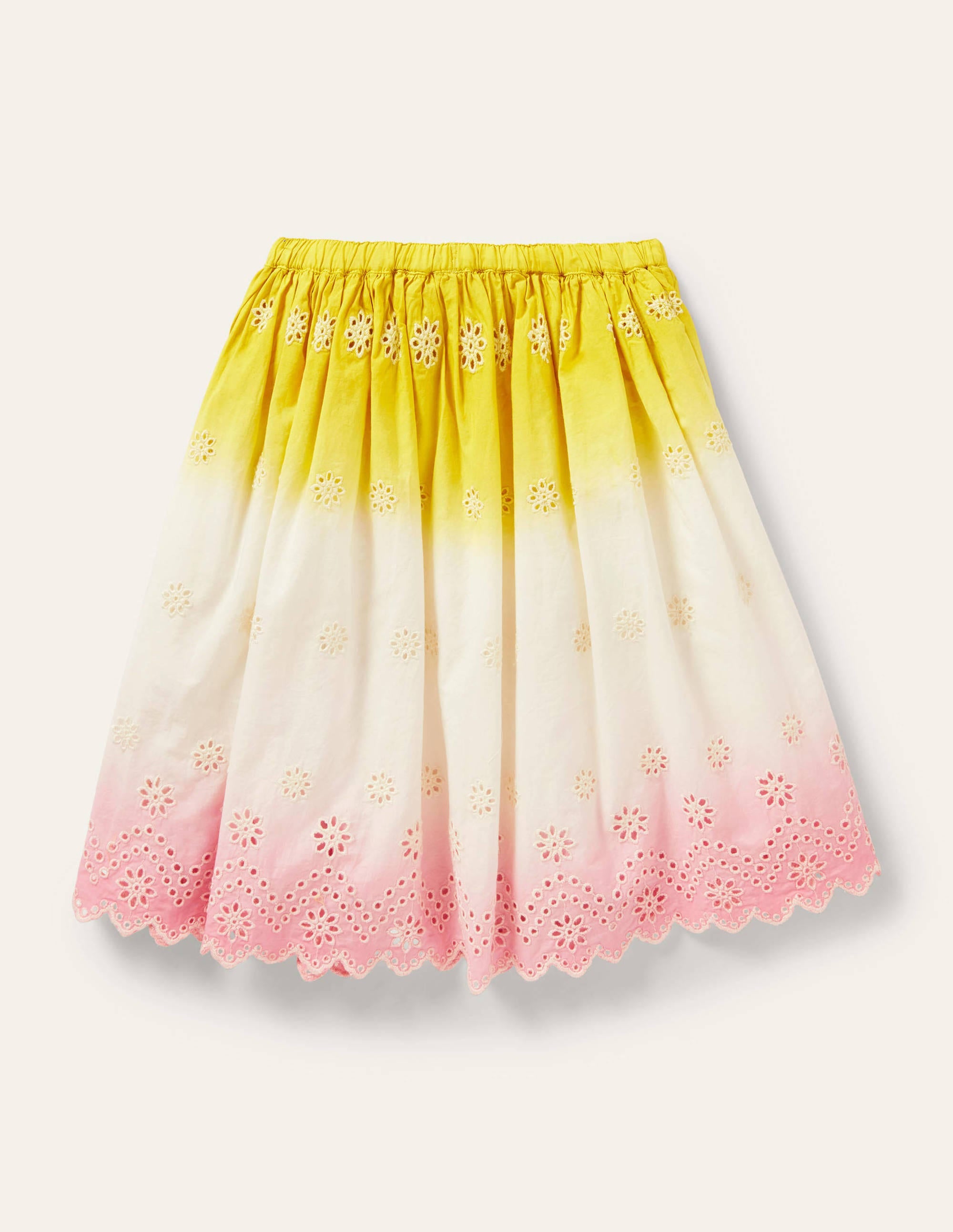 Twirly Midi Skirt-Daffodil Yellow/Pink Dip Dye - Image 2