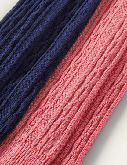 Cable Footless Tights 2 Pack-Multi-3