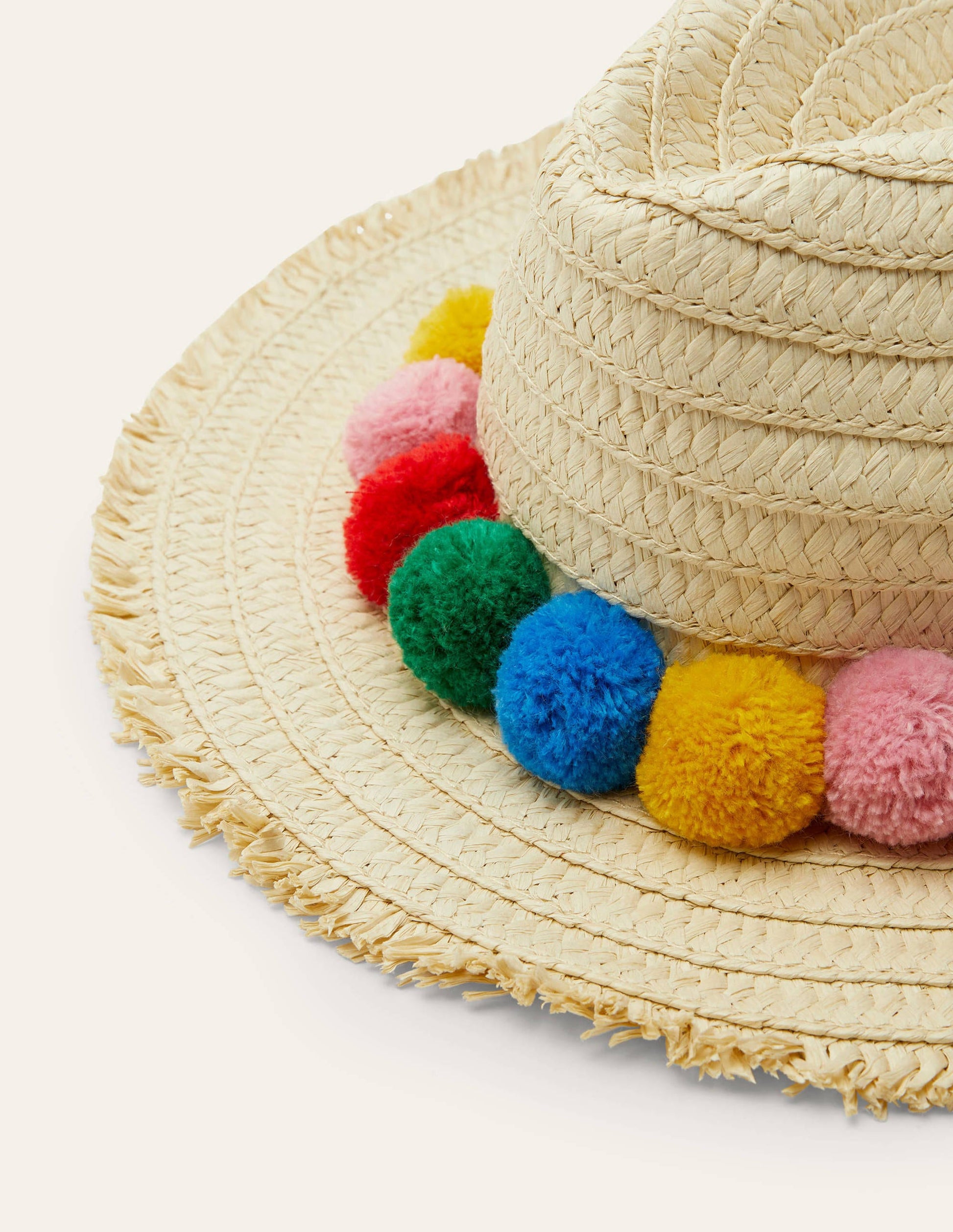 Straw Hat-Rainbow Poms-2