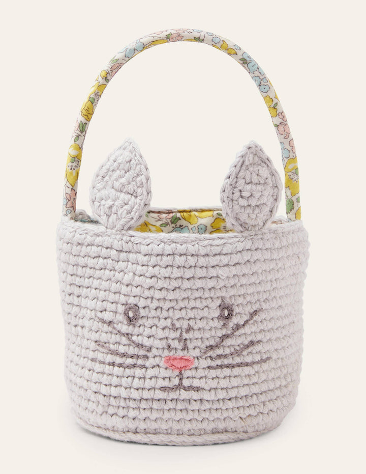 Crochet Bunny Basket-Grey Bunny