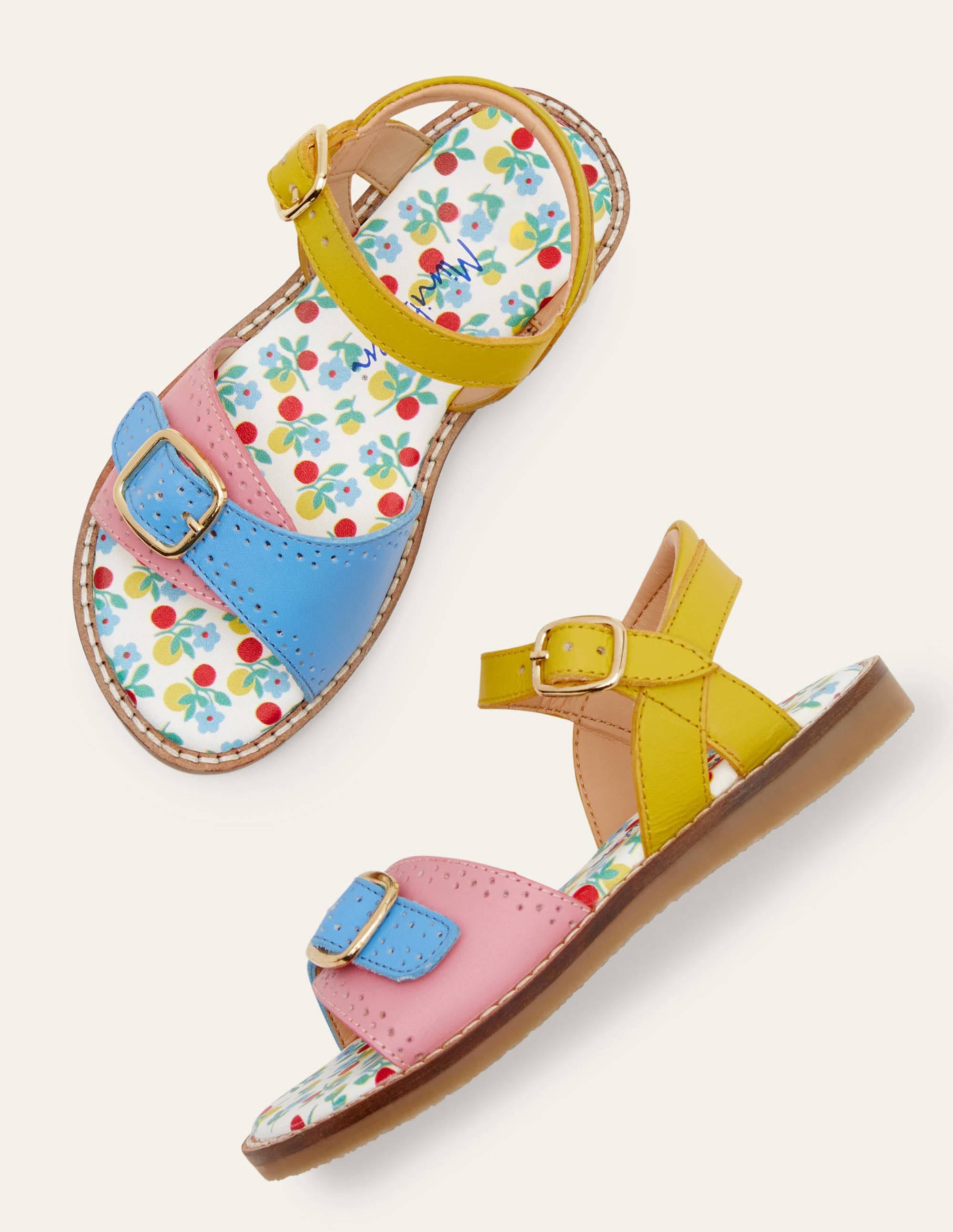 Leather Buckle Sandals-Multi Leather - Image 1