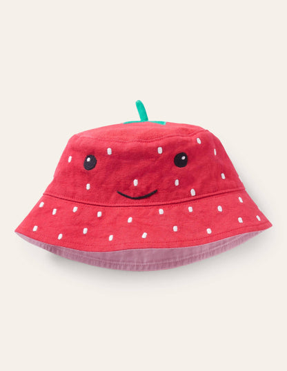 Novelty Bucket Hat-Strawberry