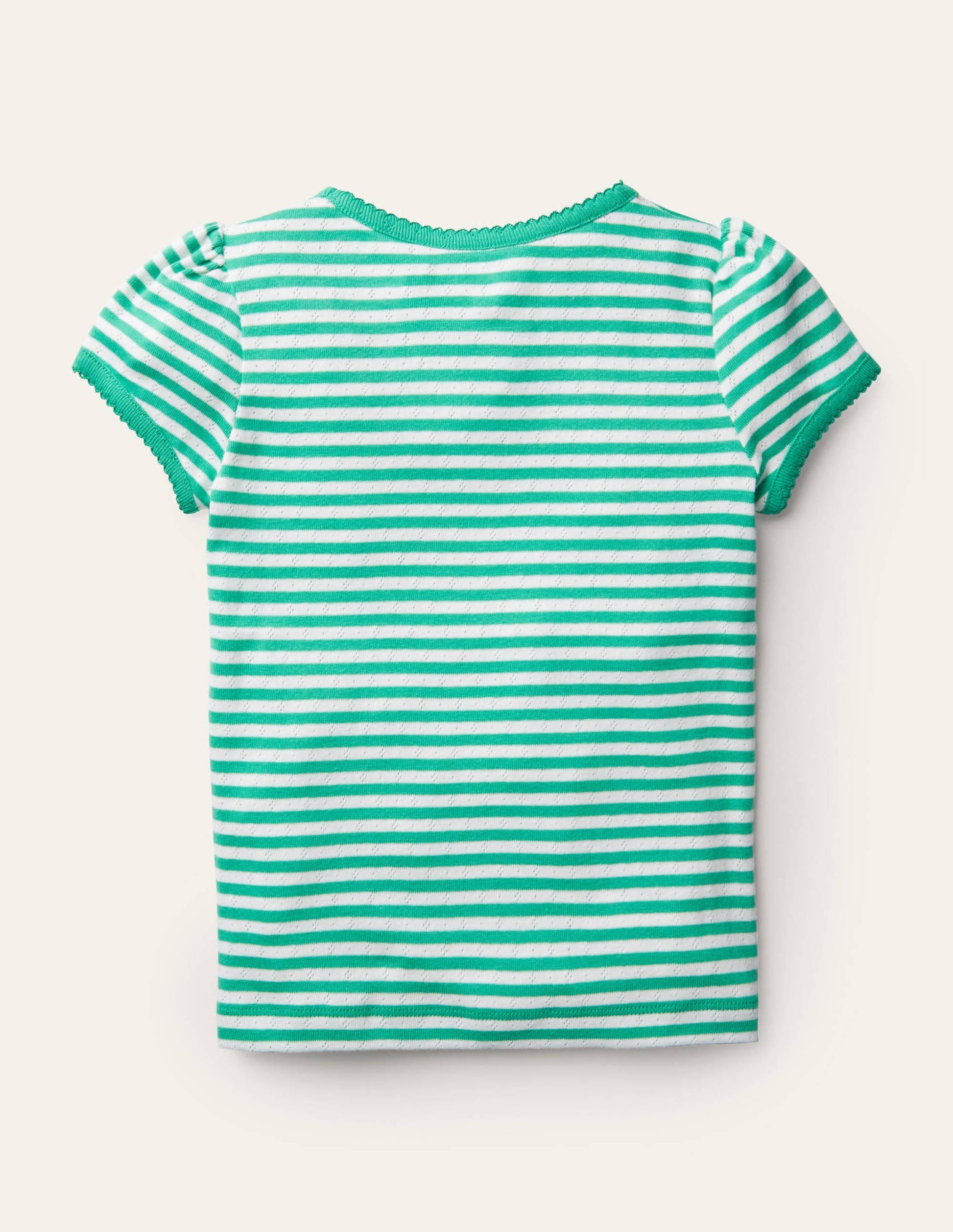 Short-Sleeved Pointelle Top-Aloe Green/Ivory-2