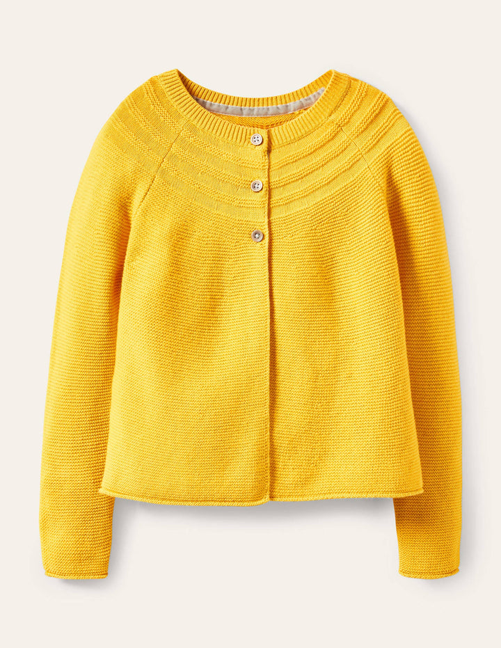 Cotton Cashmere Mix Cardigan-Sweetcorn Yellow
